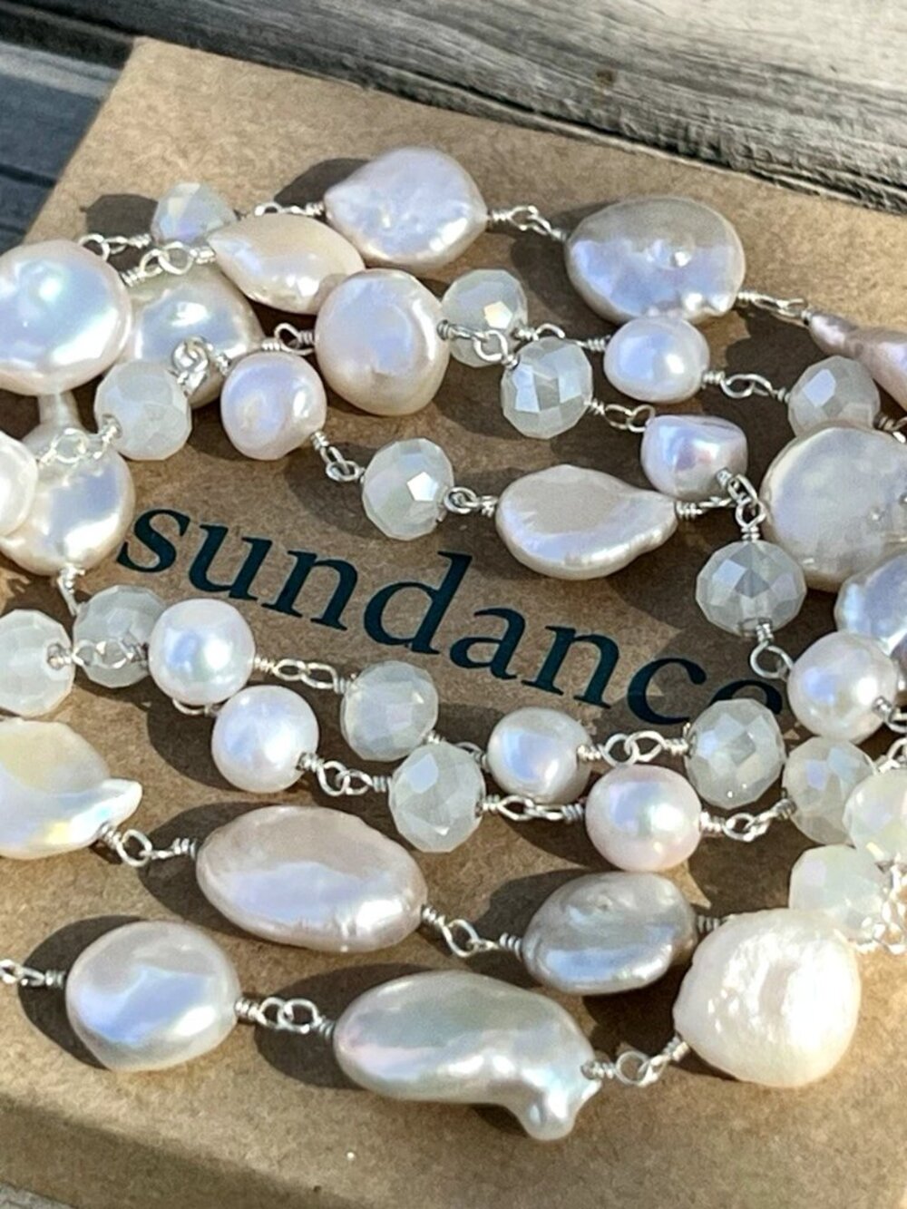Sundance $178 NEW 36" NEW BAROQUE BIWA PEARL Sterling Silver Beaded Necklace